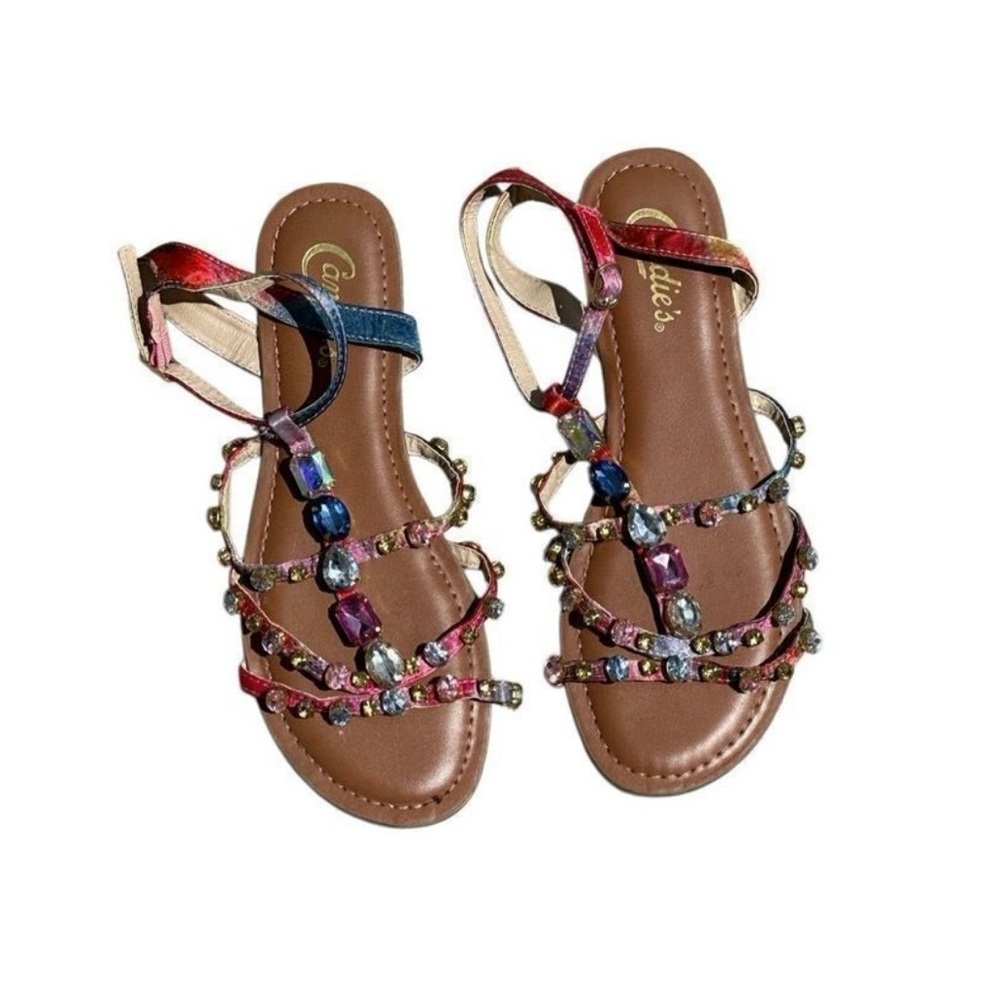 Candie’s Bling Multicolor Stone Flat Sandals | Summer Festival | Size 7 - Picture 3 of 7